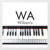 Monogram fügt Anfangsbuchstabenname Text Piano Mus Fensteraufkleber (Blatt)