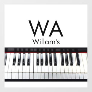 Monogram fügt Anfangsbuchstabenname Text Piano Mus Fensteraufkleber