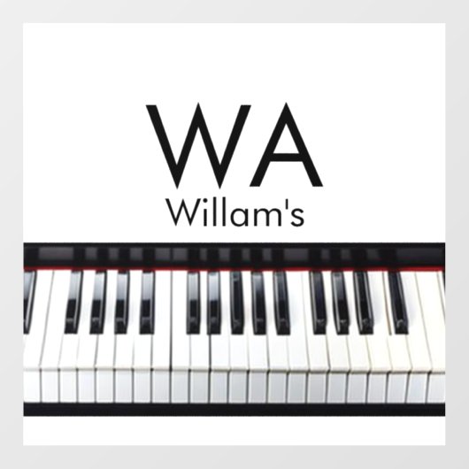 Monogram fügt Anfangsbuchstabenname Text Piano Mus Fensteraufkleber (Blatt)