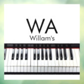 Monogram fügt Anfangsbuchstabenname Text Piano Mus Fensteraufkleber (Blatt 3)