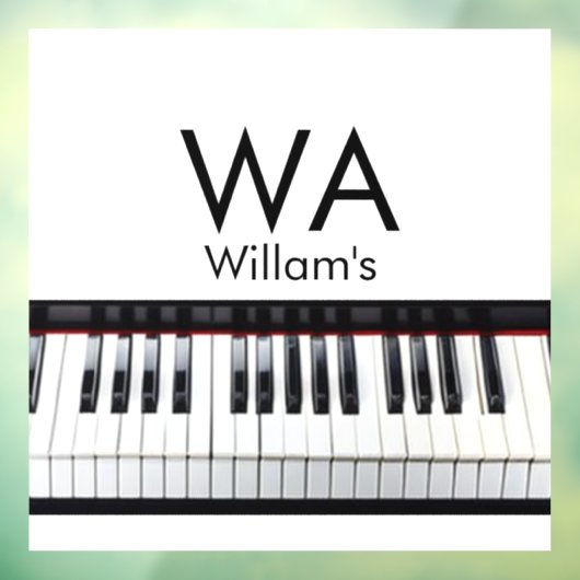 Monogram fügt Anfangsbuchstabenname Text Piano Mus Fensteraufkleber (Blatt 3)