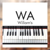 Monogram fügt Anfangsbuchstabenname Text Piano Mus Fensteraufkleber (Blatt 2)