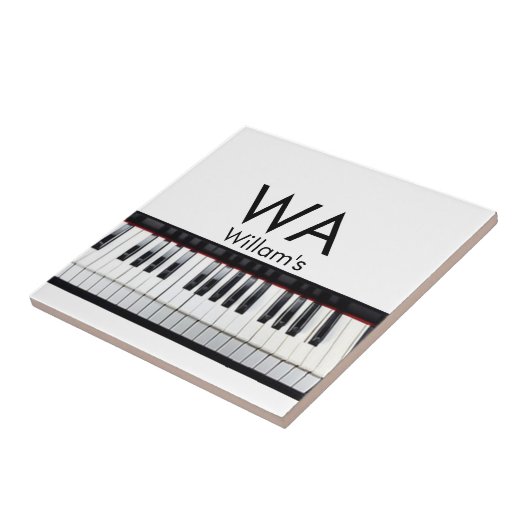 Monogram fügt Anfangsbuchstabenname Text Piano Mus Fliese (Seite)