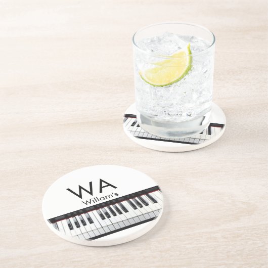 Monogram fügt Anfangsbuchstabenname Text Piano Mus Getränkeuntersetzer (Seite)