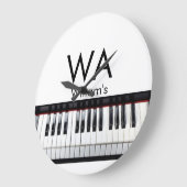 Monogram fügt Anfangsbuchstabenname Text Piano Mus Große Wanduhr (Winkel)