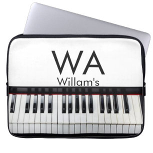 Monogram fügt Anfangsbuchstabenname Text Piano Mus Laptopschutzhülle