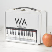 Monogram fügt Anfangsbuchstabenname Text Piano Mus Metall Brotdose (Beispiel)