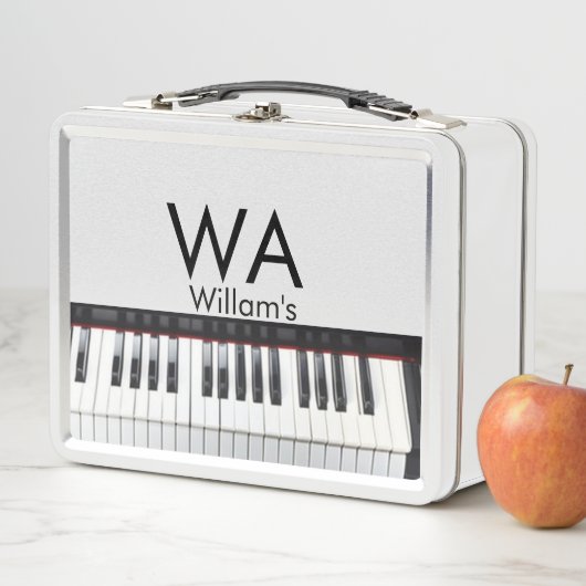 Monogram fügt Anfangsbuchstabenname Text Piano Mus Metall Brotdose (Beispiel)