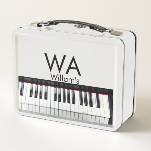 Monogram fügt Anfangsbuchstabenname Text Piano Mus Metall Brotdose (Rückseite)