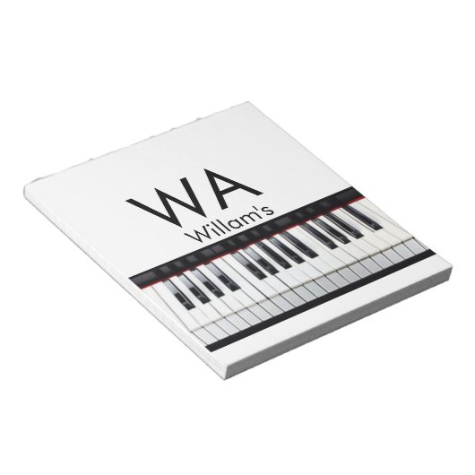 Monogram fügt Anfangsbuchstabenname Text Piano Mus Notizblock (angewinkelt)