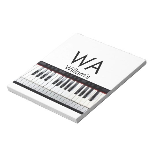 Monogram fügt Anfangsbuchstabenname Text Piano Mus Notizblock (Rotiert)