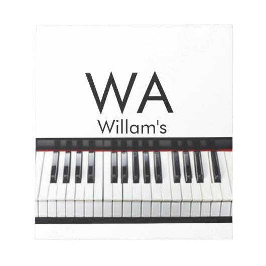 Monogram fügt Anfangsbuchstabenname Text Piano Mus Notizblock (Vorderseite)