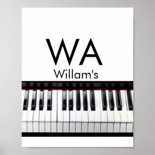 Monogram fügt Anfangsbuchstabenname Text Piano Mus Poster