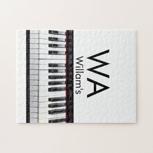 Monogram fügt Anfangsbuchstabenname Text Piano Mus Puzzle (Horizontal)