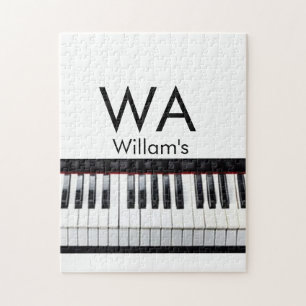 Monogram fügt Anfangsbuchstabenname Text Piano Mus Puzzle