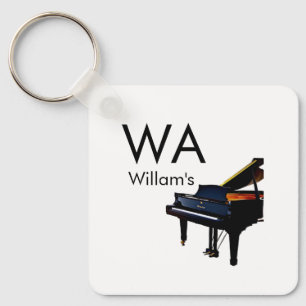 Monogram fügt Anfangsbuchstabenname Text Piano Mus Schlüsselanhänger