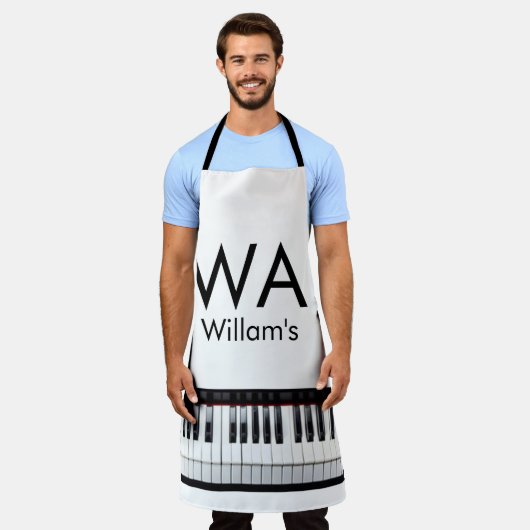 Monogram fügt Anfangsbuchstabenname Text Piano Mus Schürze (Getragen)