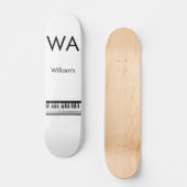 Monogram fügt Anfangsbuchstabenname Text Piano Mus Skateboard (Vorderseite)