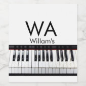 Monogram fügt Anfangsbuchstabenname Text Piano Mus Weinetikett (Einzelnes Label)