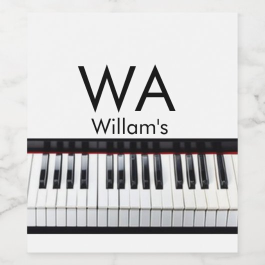 Monogram fügt Anfangsbuchstabenname Text Piano Mus Weinetikett (Einzelnes Label)