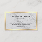 Monogram Führungskraft Gold Frame Marmor Visitenkarte (Rückseite)