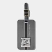 Monogram-Führungskraft Graulederstil Gepäckanhänger (Vorderseite vertikal)