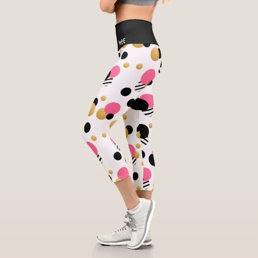 Monogram Fun Girly Polka Dot Modernes Muster Capri Leggings (Links)