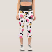 Monogram Fun Girly Polka Dot Modernes Muster Capri Leggings (Vorderseite)