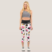 Monogram Fun Girly Polka Dot Modernes Muster Capri Leggings (Vorderseite)