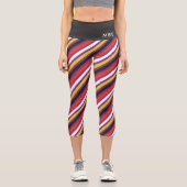 Monogram Fun Girly Strip Modernes Halloween Capri Leggings (Vorderseite)