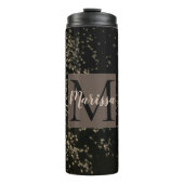Monogram Fun Gold Confetti auf Brown Thermosbecher (Vorderseite)