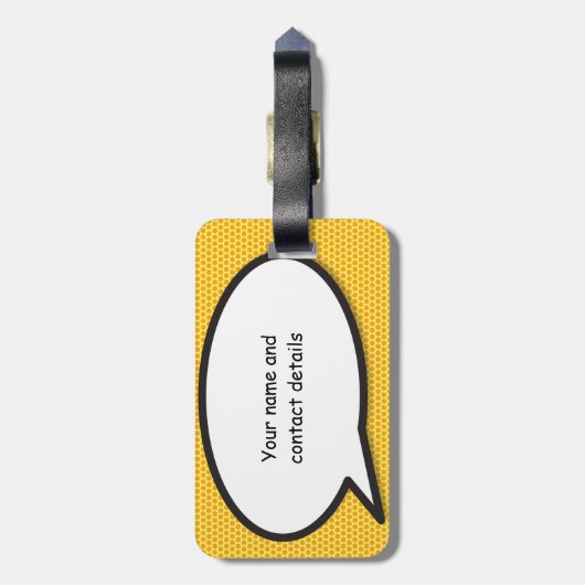 Monogram Fun Retro Comic Pop Art Gepäckanhänger (Rückseite vertikal)