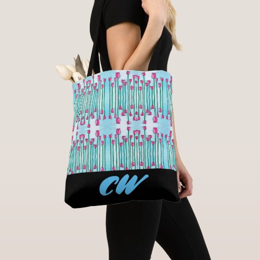 Monogram Funky Floral Boho Tote Bag Tasche (Von Nahem)