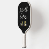 Monogram Funny  Minimalist Black White Gold Chic Pickleball Schläger (Links)
