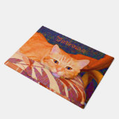 Monogram Funny Niedlich Bright Orange Tabby Cat Fußmatte (Schrägansicht)