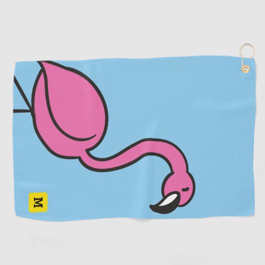 Monogram Funny Niedlich Pink Doodle Tropical Flami Golfhandtuch (Horizontal)
