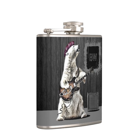 Monogram Funny Punk Rock Gitarre Bär Musiker Anges Flachmann (Rechts)