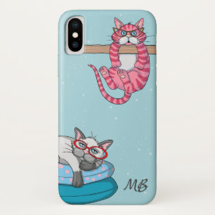 Monogram Funny Whimsisical Cats Trendy Modern Case-Mate iPhone Hülle