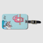 Monogram Funny Whimsisical Cats Trendy Modern Gepäckanhänger (Vorderseite (Horizontal))