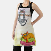 Monogram Funny Whimsisical Cats Trendy Modern Schürze (InSitu)