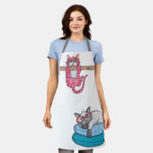 Monogram Funny Whimsisical Cats Trendy Modern Schürze (Getragen)