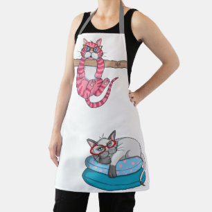Monogram Funny Whimsisical Cats Trendy Modern Schürze