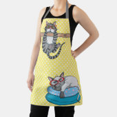 Monogram Funny Whimsisical Cats Trendy Modern Schürze (InSitu)