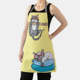 Monogram Funny Whimsisical Cats Trendy Modern Schürze