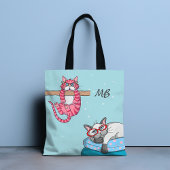 Monogram Funny Whimsisical Cats Trendy Modern Tasche