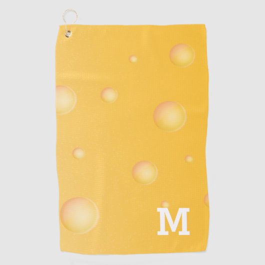 Monogram Funny Yellow Schweizer Käsemuster Golfhandtuch (Vorderseite)