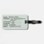 Monogram für Aquarellgrün-Blätter Gepäckanhänger (Rückseite horizontal)