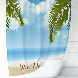 Monogram für Beach Sand und Ocean Palm Trees Duschvorhang
