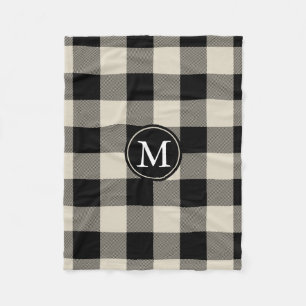 Monogram für Beige und Black Buffalo Karo Fleecedecke