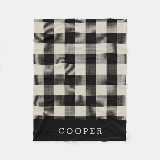 Monogram für Beige und Black Buffalo Karo Fleecedecke (Vorderseite)